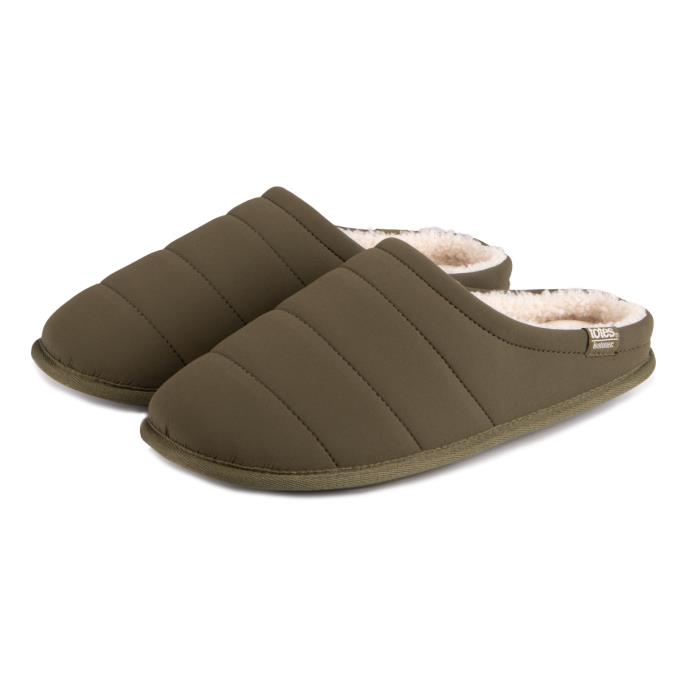 Isotoner® Mens Sport Quilted Mule Slipper With Cosy Lining Khaki Extra Image 1